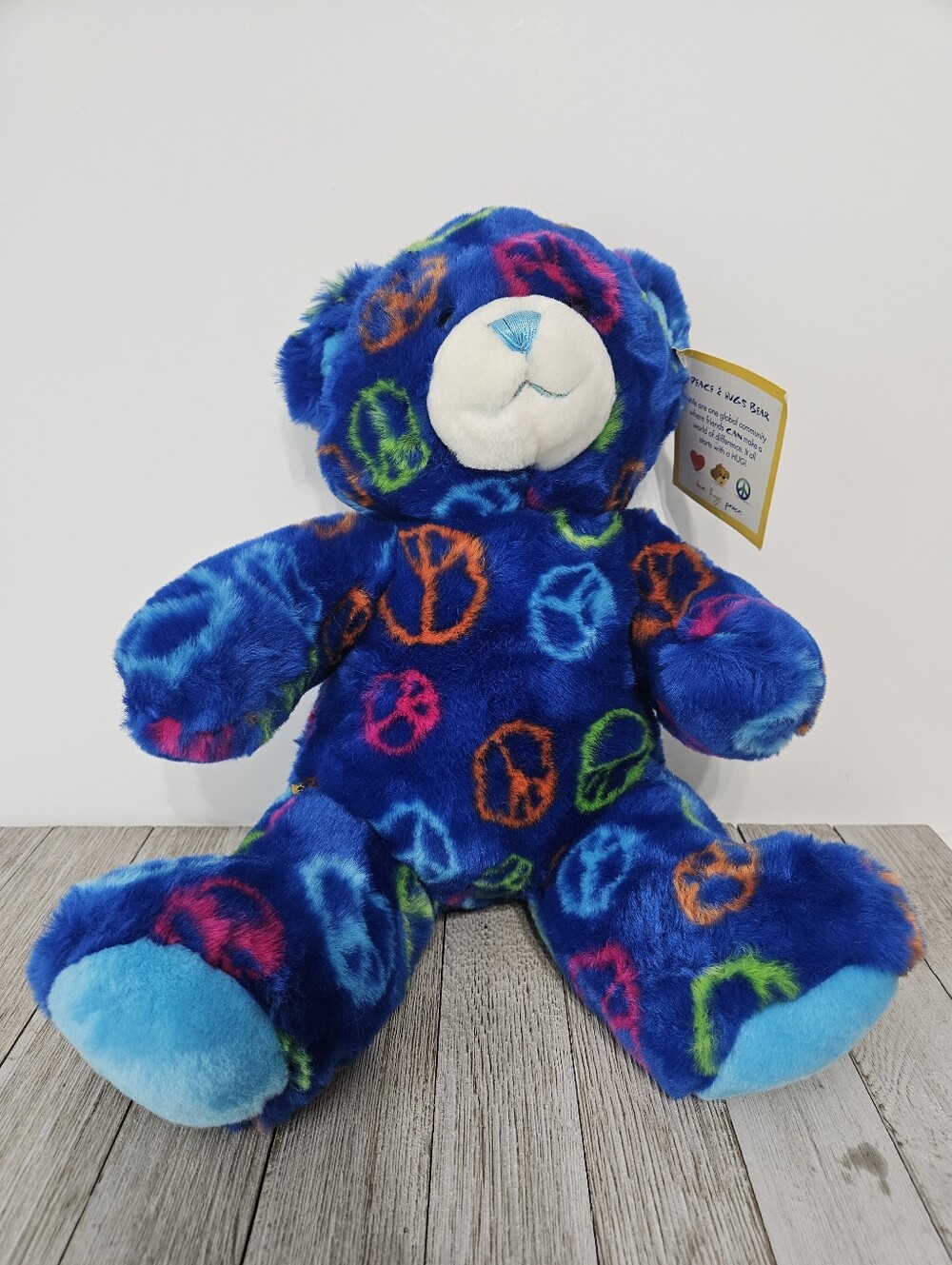 Peace and Hugs Bear 15" Build-A-Bear Plushie Stuffed Animal Toy with Attached Or
